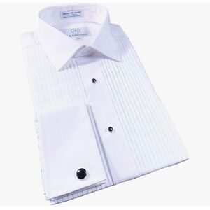 Sir Gregory Regular Fit Tuxedo Shirt 100% Cotton Laydown Collar French C…